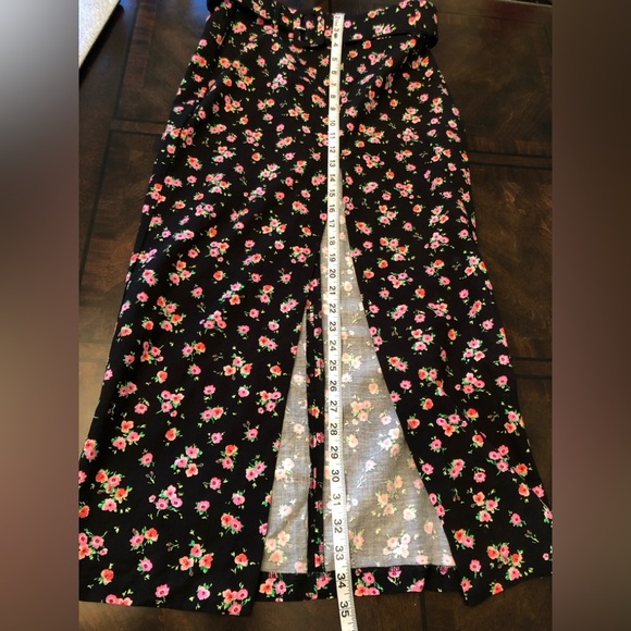 NWT Zara Straight Black Floral Midi Skirt with Belt and Front Slit - Picture 7 of 8